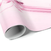 Roze bloemen in golven cadeaupapier (Rol Hoek)