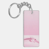 Roze bloemen in golven sleutelhanger (Voorkant Links)