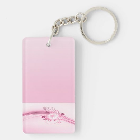 Roze bloemen in golven sleutelhanger (achterkant)