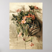 Roze bloemen in hangende fase poster (Voorkant)