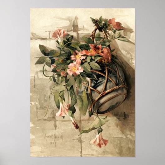 Roze bloemen in hangende fase poster (Voorkant)