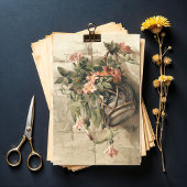 Roze bloemen in hangende vaas, ontkoppeld tissuepapier