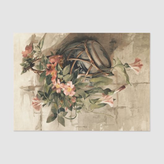 Roze bloemen in hangende vaas, ontkoppeld tissuepapier (Voorkant)