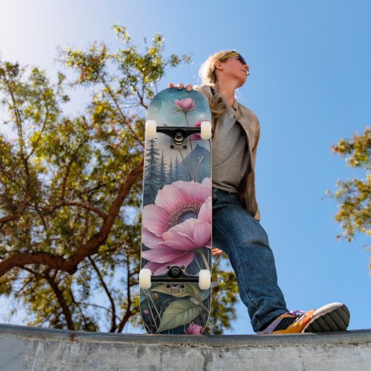 Roze Bloemen in het Bos Persoonlijk Skateboard (Buiten 1)