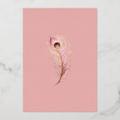 Roze Bloemen Indiase Peacock Bruiloft Roos Goud Folie Uitnodiging (Achterkant)
