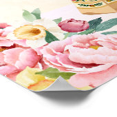 Roze bloemen Indische bruiloft met Indiaas paar Poster (Hoek)