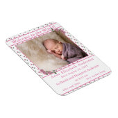 Roze Bloemen Ingelijste Geboorteaankondiging Magneet (Rechterzijde)