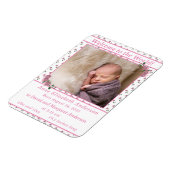 Roze Bloemen Ingelijste Geboorteaankondiging Magneet (Linkerzijde)