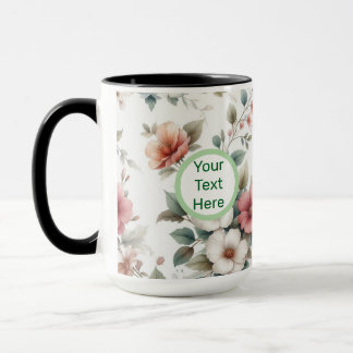 Roze Bloemen Initiaal  Koffie Mok Cup