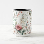 Roze Bloemen Initiaal Koffie Mok Cup (Midden)
