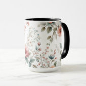 Roze Bloemen Initiaal Koffie Mok Cup (Voorkant rechts)