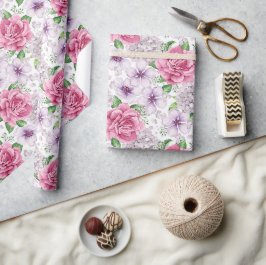 Roze Bloemen Inpakpapier