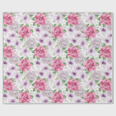 Roze Bloemen Inpakpapier (Vlak)