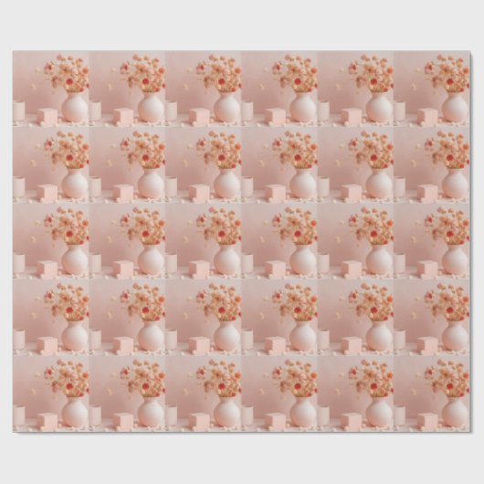 Roze bloemen inpakpapier (Vlak)
