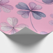 "Roze Bloemen Inpakpapier – Paarse Klaver Gift W (Hoek)
