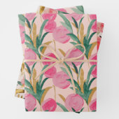 Roze bloemen inpakpapier vel (In situ)