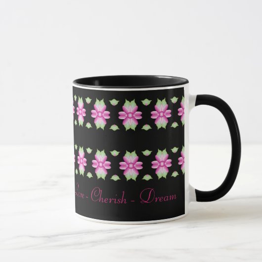 Roze Bloemen Inspirerend Design Koffie Mok (Rechts)