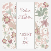 Roze Bloemen Inspirivity Bruiloft Elegante sticker (Voorkant)