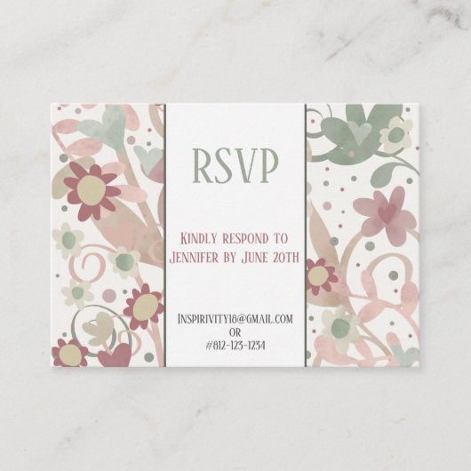 Roze Bloemen Inspirivity Elegant Bruiloft RSVP Informatiekaartje (Voorkant)