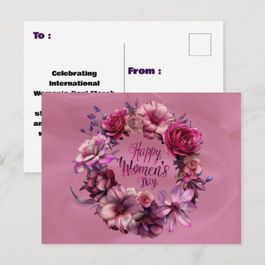 Roze Bloemen Internationale Vrouwendag 2025 Briefkaart (Voorkant / Achterkant)
