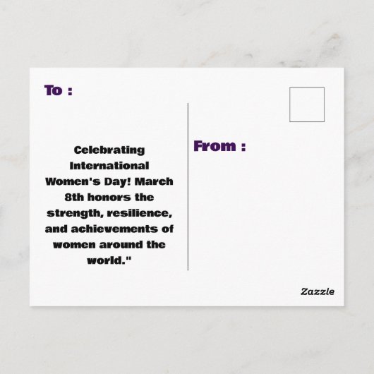 Roze Bloemen Internationale Vrouwendag 2025 Briefkaart (Achterkant)