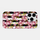 Roze bloemen iPhone hoesje (Achterkant horizontaal)