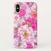Roze bloemen iPhone X Hoesje (Achterkant)