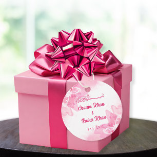 Roze Bloemen Islamitische Moslim Bruiloft Bedankjes Labels