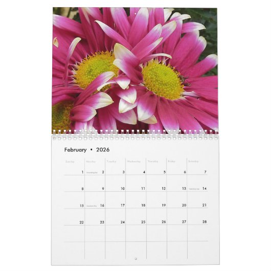 Roze Bloemen Jaarkalender Kalender (Feb 2026)
