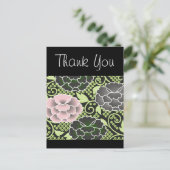 Roze Bloemen Japans Kimono Patroon Briefkaart (Staand voorkant)