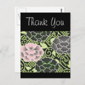 Roze Bloemen Japans Kimono Patroon Briefkaart (Voorkant / Achterkant)