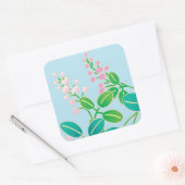 Roze Bloemen Japans Kimono Patroon Vierkante Sticker (Envelop)