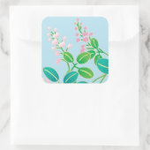 Roze Bloemen Japans Kimono Patroon Vierkante Sticker (Tas)