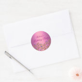 Roze Bloemen Jewel Envelop Sticker/seal Ronde Sticker (Envelop)