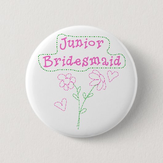Roze bloemen Junior Bridesmaid Ronde Button 5,7 Cm (Voorkant)