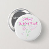 Roze bloemen Junior Bridesmaid Ronde Button 5,7 Cm (Voorkant /achterkant)