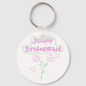 Roze bloemen Junior Bridesmaid Sleutelhanger (Voorkant)