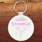 Roze bloemen Junior Bridesmaid Sleutelhanger (Voorkant)
