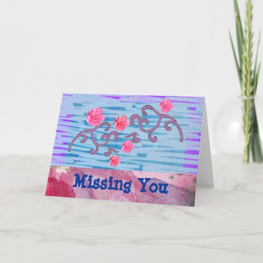 Roze bloemen  kaart (Voorkant)