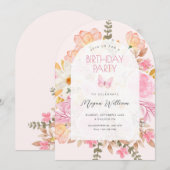 Roze bloemen kaart (Voorkant / Achterkant)