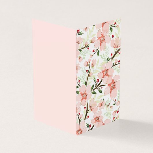 Roze bloemen kaart (Buitenkant)