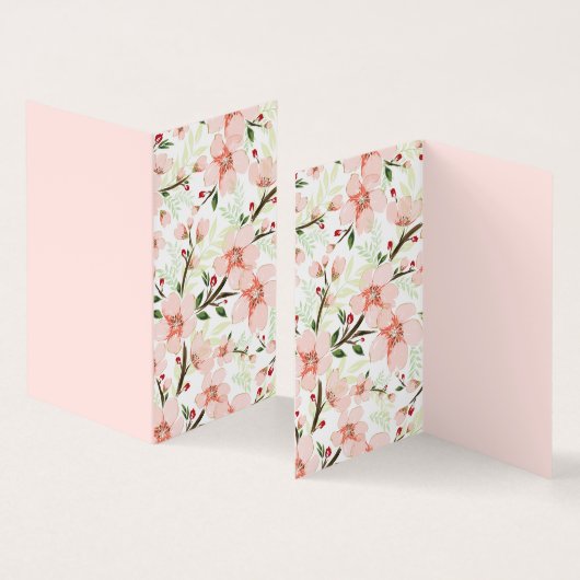 Roze bloemen kaart (Binnen en buitenkant)