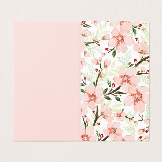 Roze bloemen kaart (Buitenkant ongevouwen)