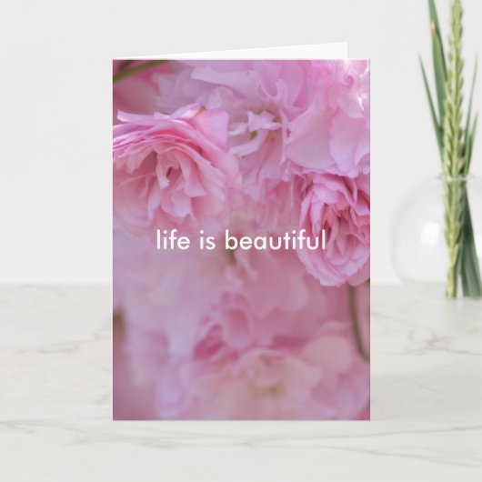  roze bloemen kaart (Voorkant)