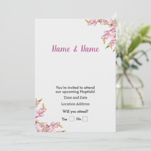 Roze Bloemen  Kaart (Staand voorkant)