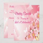 Roze bloemen kaart (Voorkant / Achterkant)