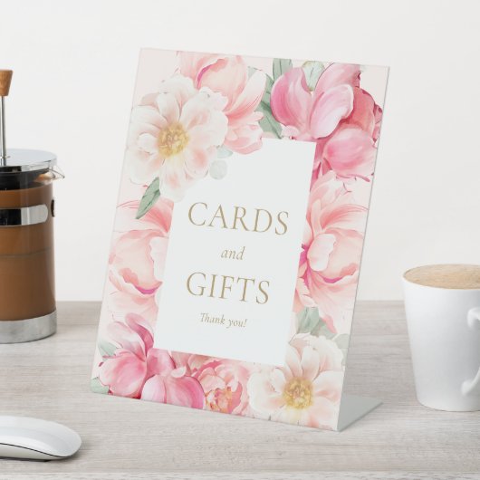 Roze Bloemen Kaarten en geschenken Reclamebord Met Voetstuk (Insitu)