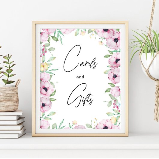 Roze Bloemen Kaarten en Gift Poster