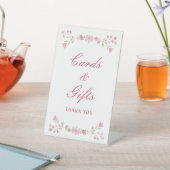 Roze Bloemen Kaarten & Geschenken Reclamebord Met Voetstuk (Insitu)