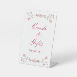 Roze Bloemen Kaarten & Geschenken Reclamebord Met Voetstuk